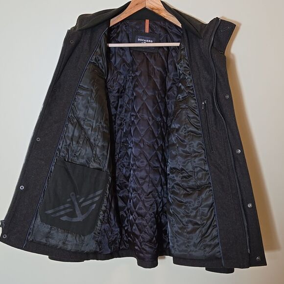 Dockers Wool Military Style Jacket Men's Medium Olive Green Winter Chore Utility - Picture 11 of 16